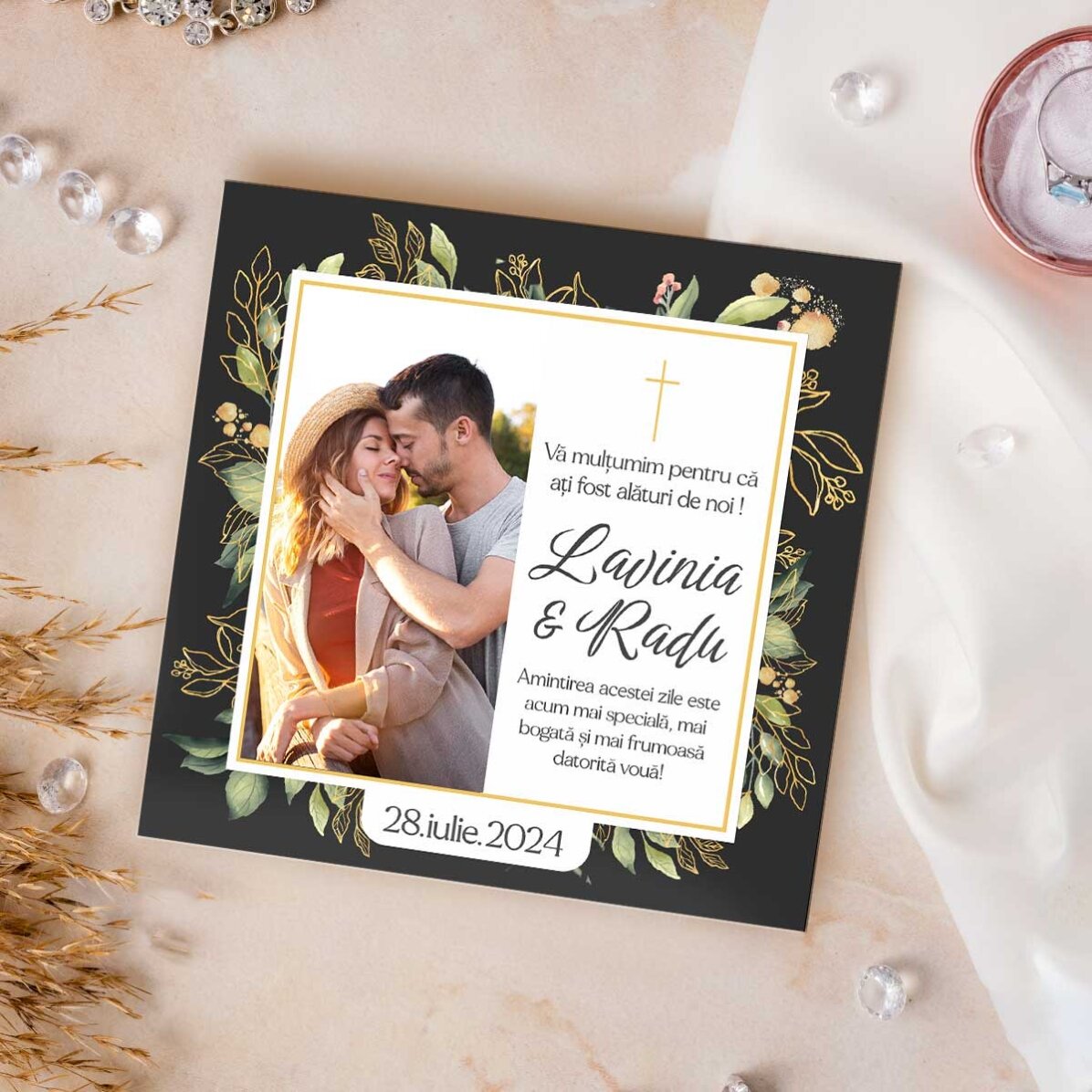 Magnete ricordo per matrimonio 10x10 cm personalizzato con una foto e un testo - Ricordi per tutta l