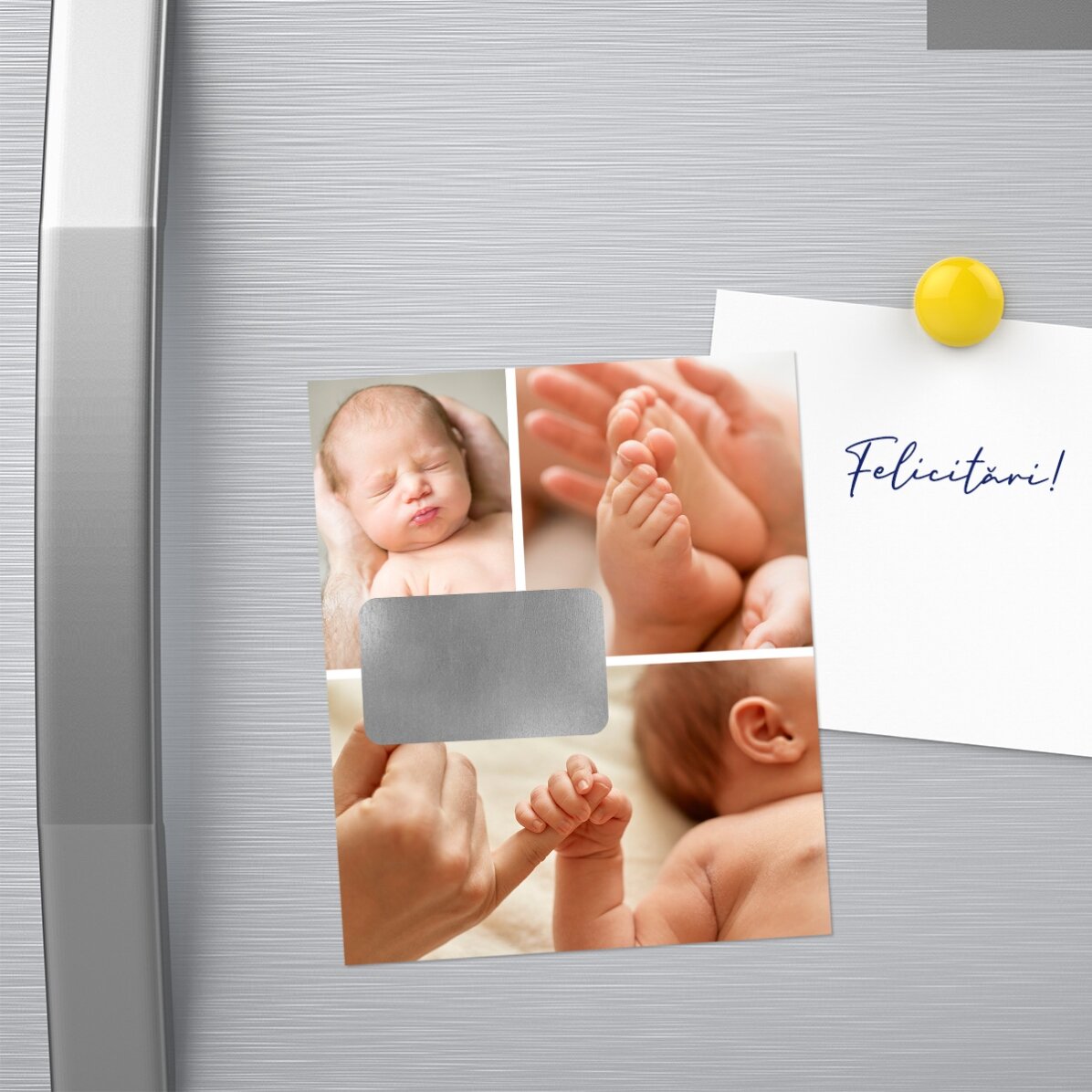 Magnete da grattare 10x12 cm personalizzato con 3 foto e un messaggio