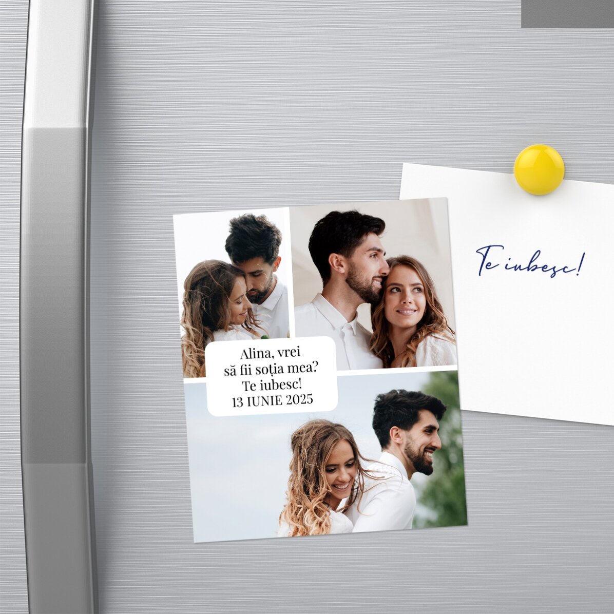 Magnete da grattare 10x12 cm personalizzato con 3 foto e un messaggio