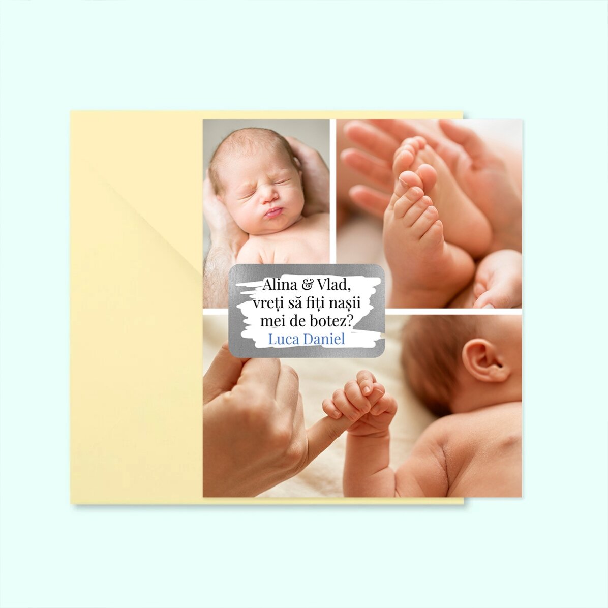 Magnete da grattare 10x12 cm personalizzato con 3 foto e un messaggio