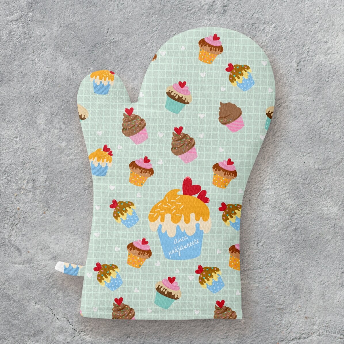 Guanto da cucina personalizzato con scritta - Cupcake