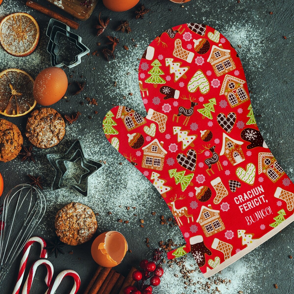 Guanto da cucina personalizzato con scritta - Gingerbread