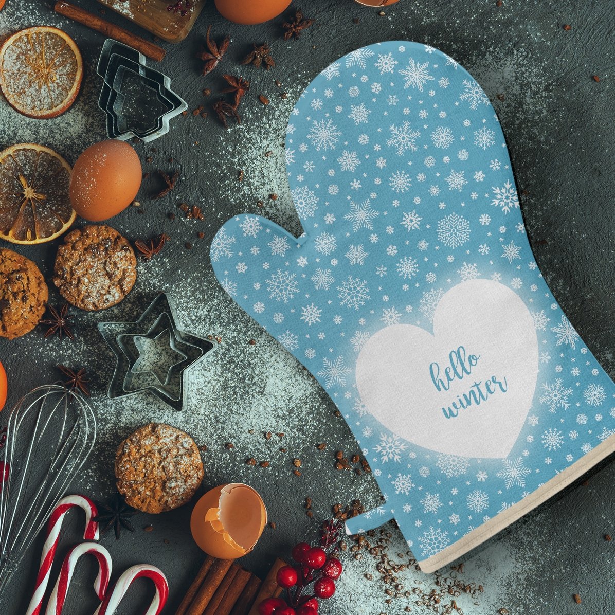 Guanto da cucina personalizzato con scritta - Hello Winter