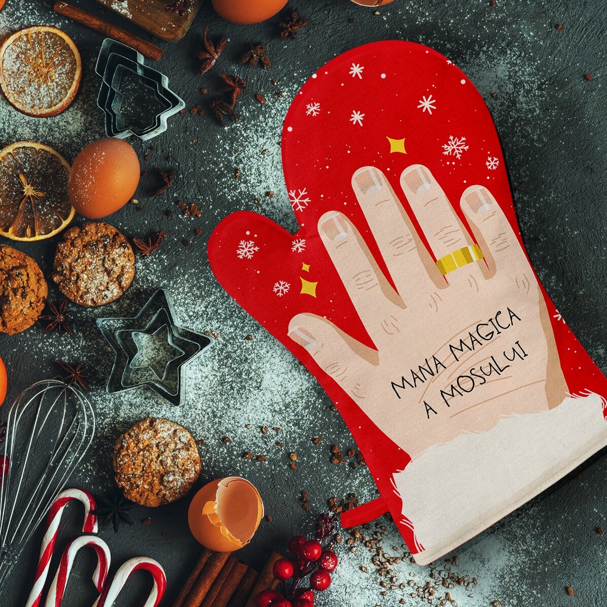 Guanto da cucina personalizzato con scritta - La mano magica di Babbo Natale
