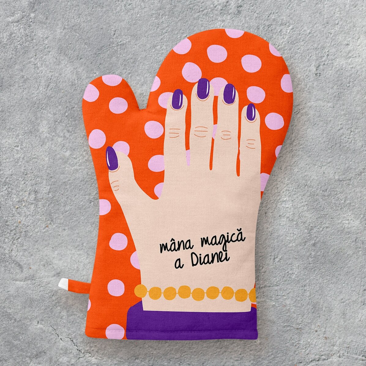 Guanto da cucina personalizzato con scritta - Modello "mano"