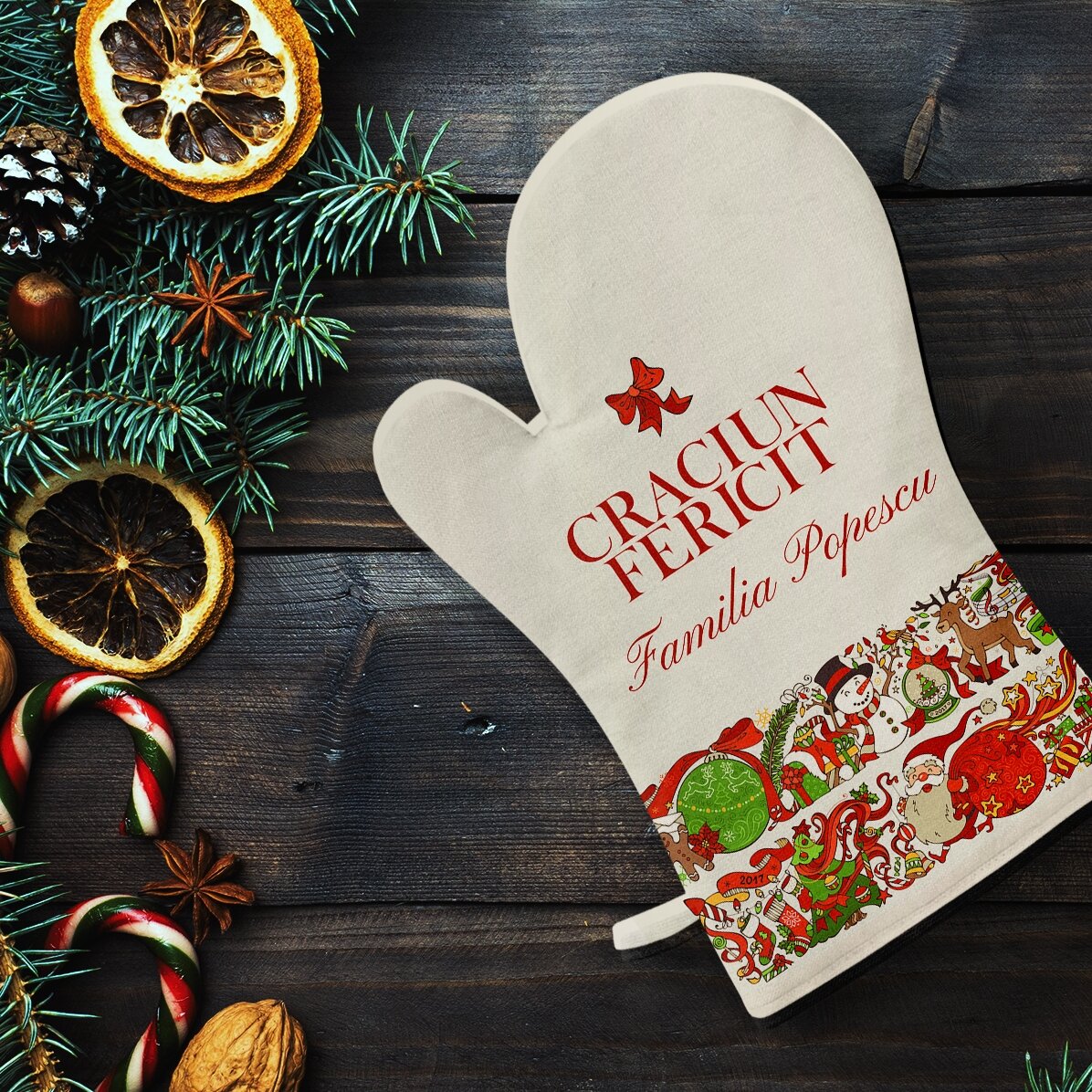 Guanto da cucina personalizzato con scritta - Traditional Christmas