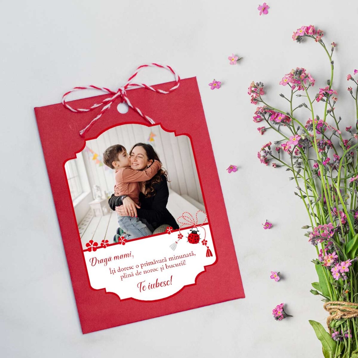 Martisor da piantare personalizzato con foto e messaggio