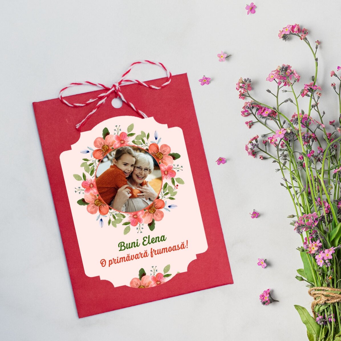 Personalised plantable Martisor with a photo and message - Have a wonderful spring!