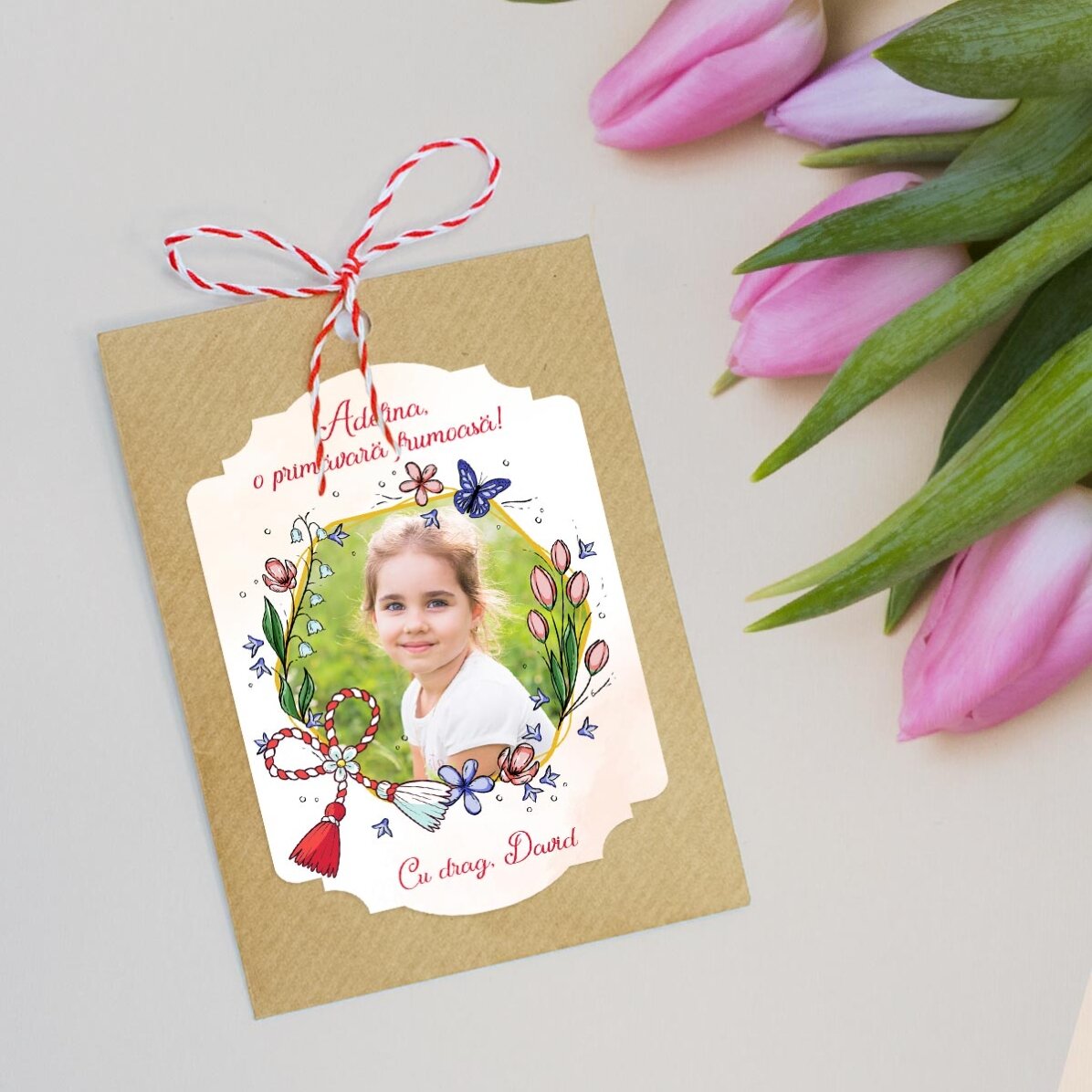 Martisor da piantare personalizzato con foto e messaggio - Floricele