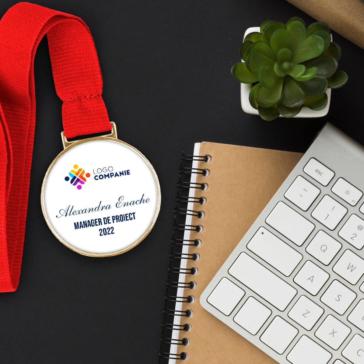 Medaglia personalizzata con logo e testo