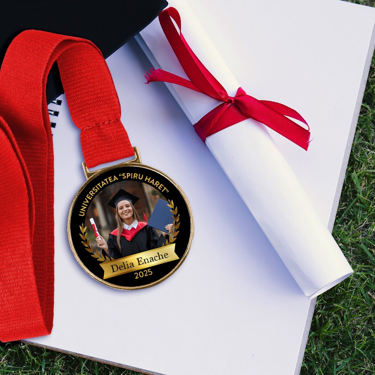 Medaglia personalizzata con foto e testo - Laureato