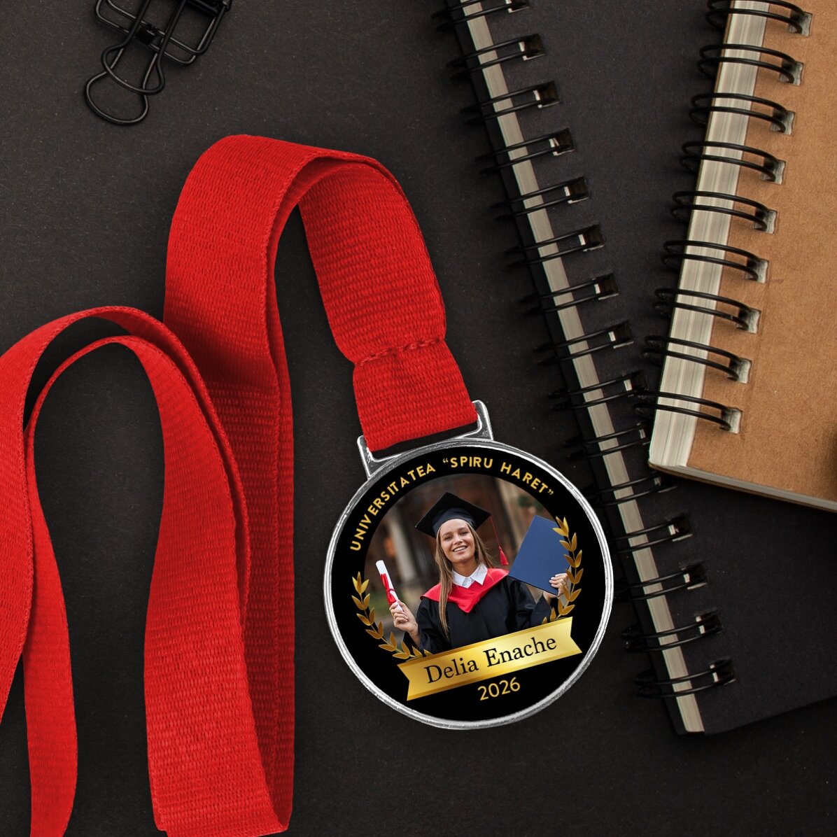 Medaglia personalizzata con foto e testo - Laureato