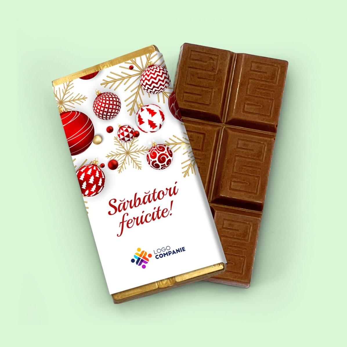 Mini tavoletta di cioccolato personalizzata con logo e messaggio - Globuri