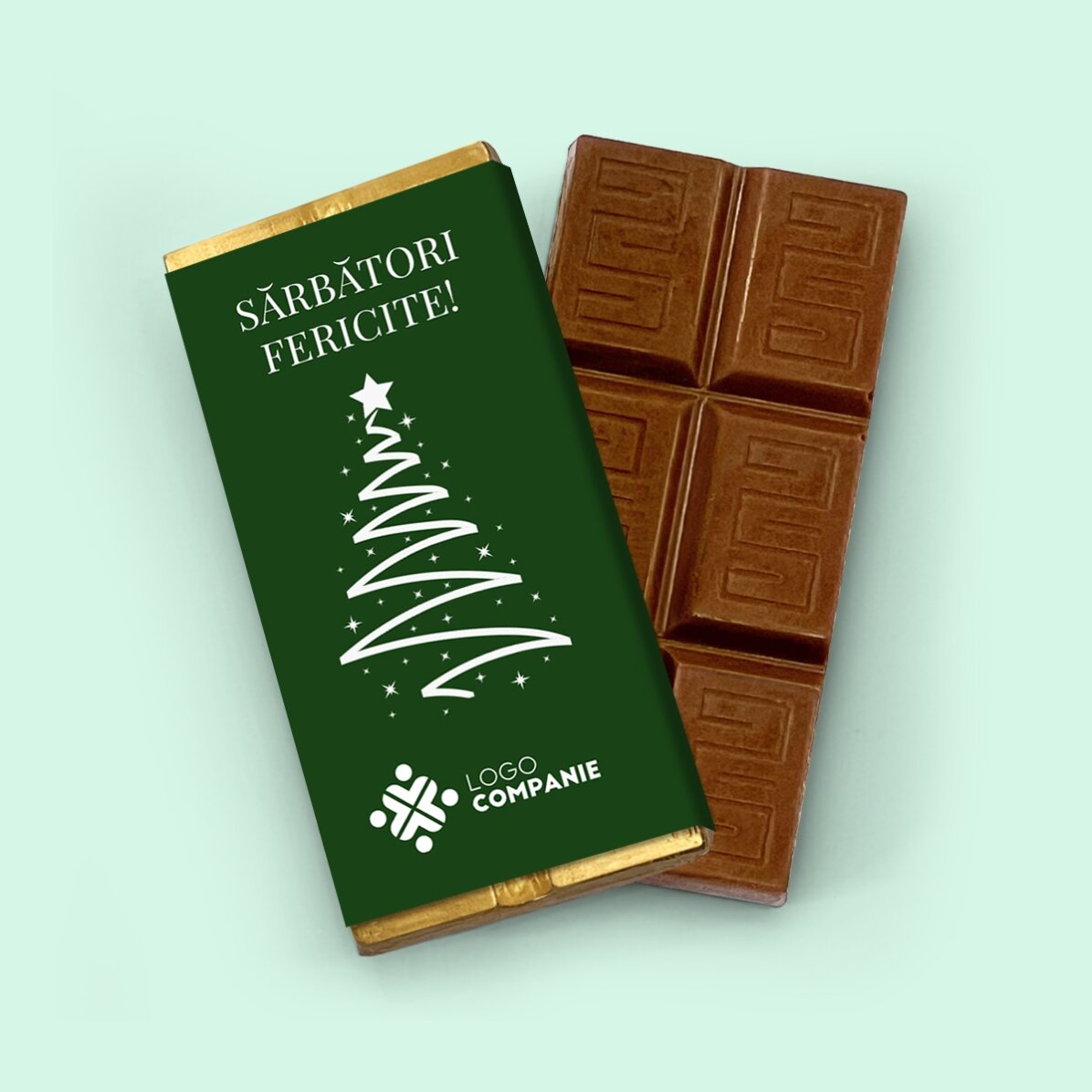 Mini tavoletta di cioccolato personalizzata con logo e messaggio - Buone feste