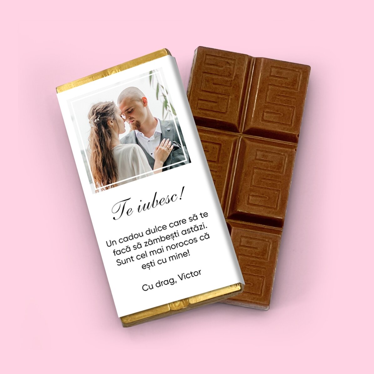 Mini chocolate bar personalised with a photo and message