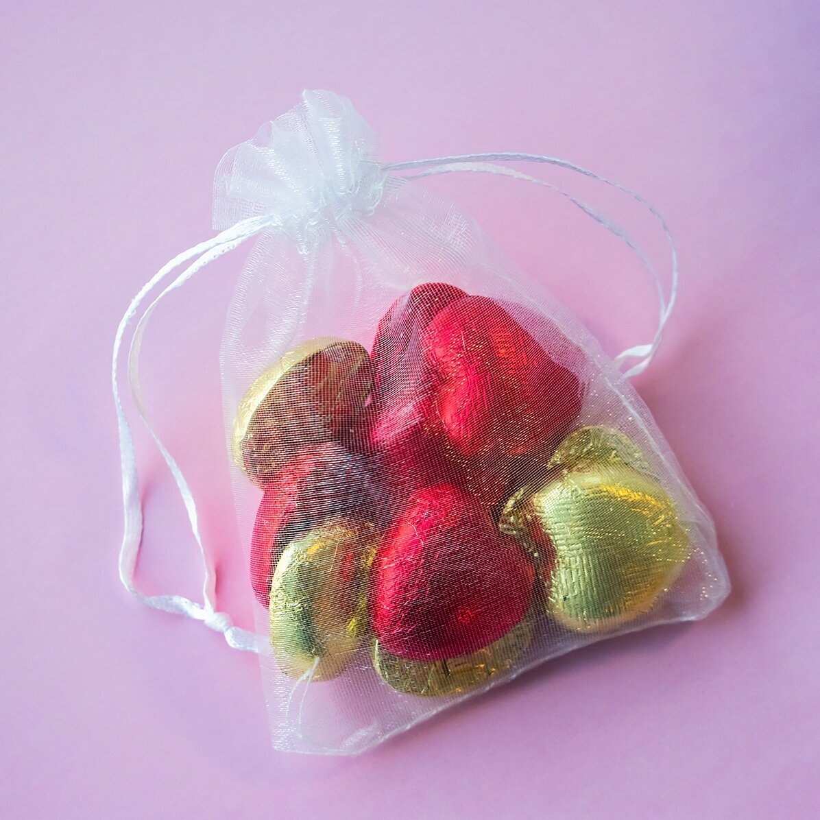 Set di 10 mini cioccolatini a forma di cuore personalizzati con la tua grafica