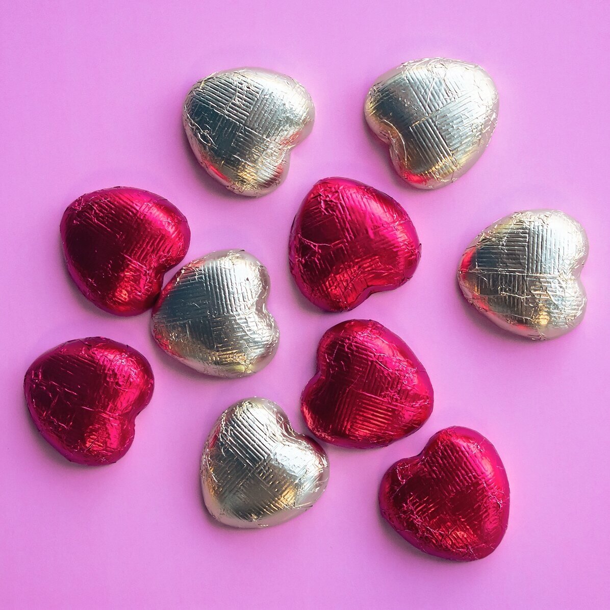 Set di 10 mini cioccolatini a forma di cuore personalizzati con la tua grafica