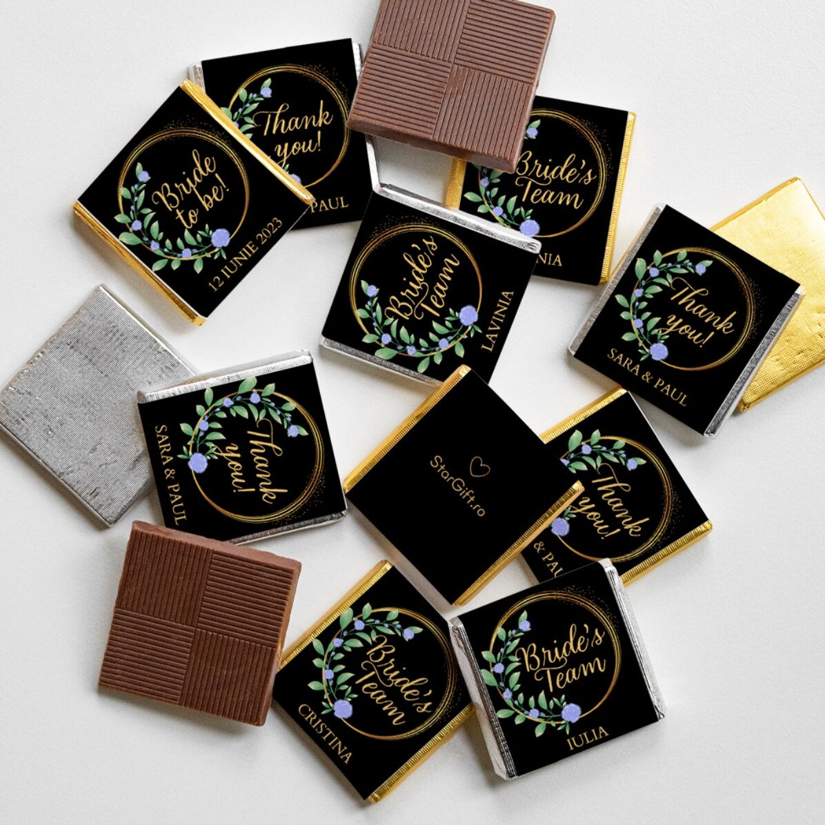 Mini cioccolatino personalizzato con messaggio - Floral