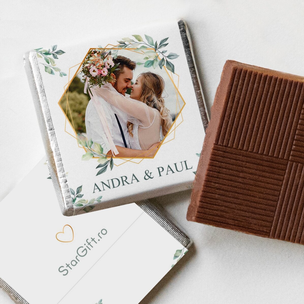 Mini bomboniera di cioccolato personalizzata con foto e testo - Elegance