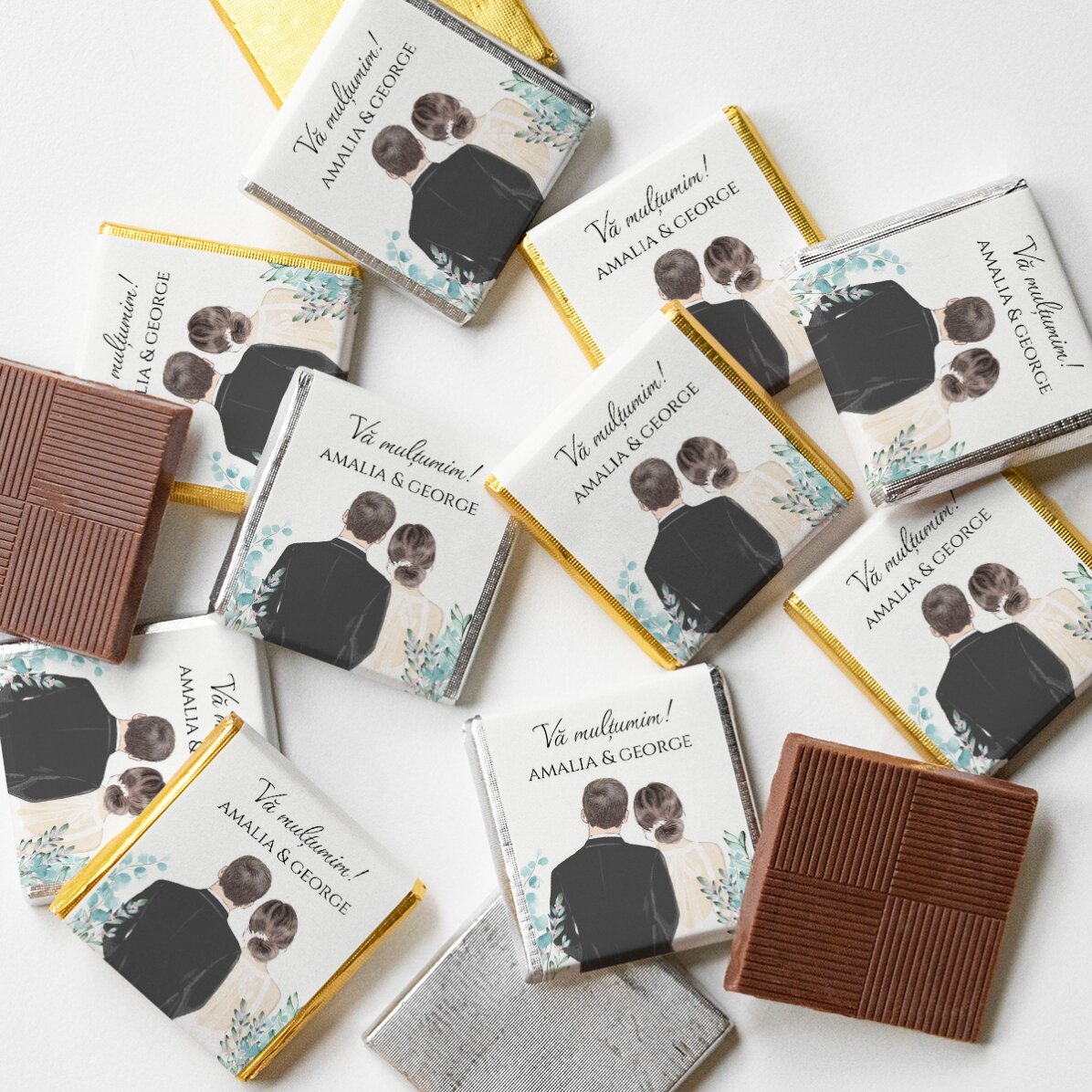 Mini chocolate favour personalised with text - Our wedding