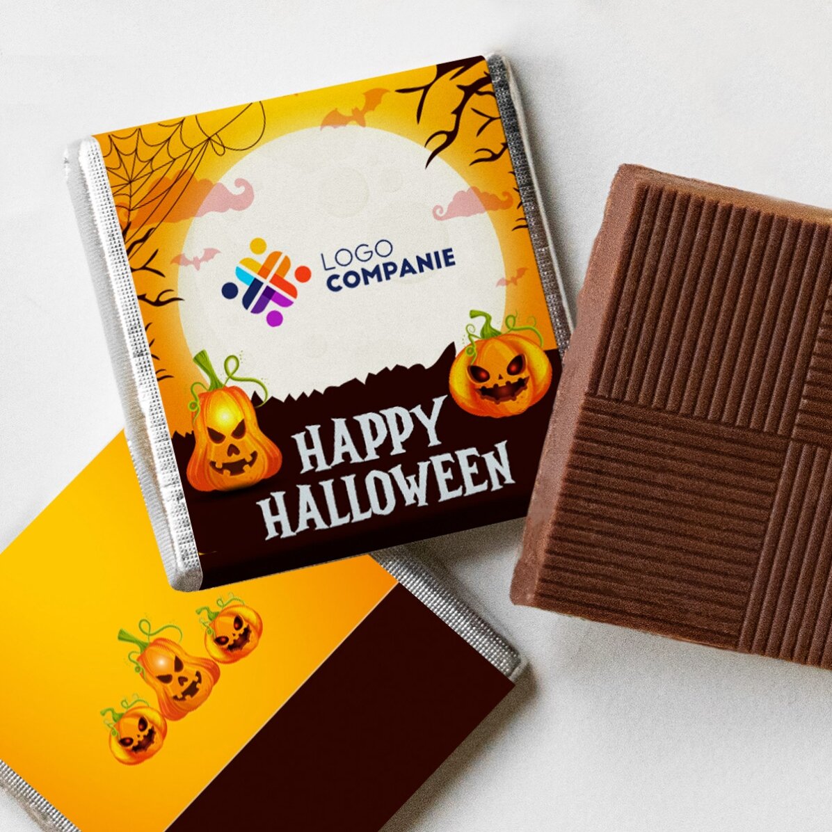 Mini cioccolatino personalizzato con logo e messaggio - Happy Halloween