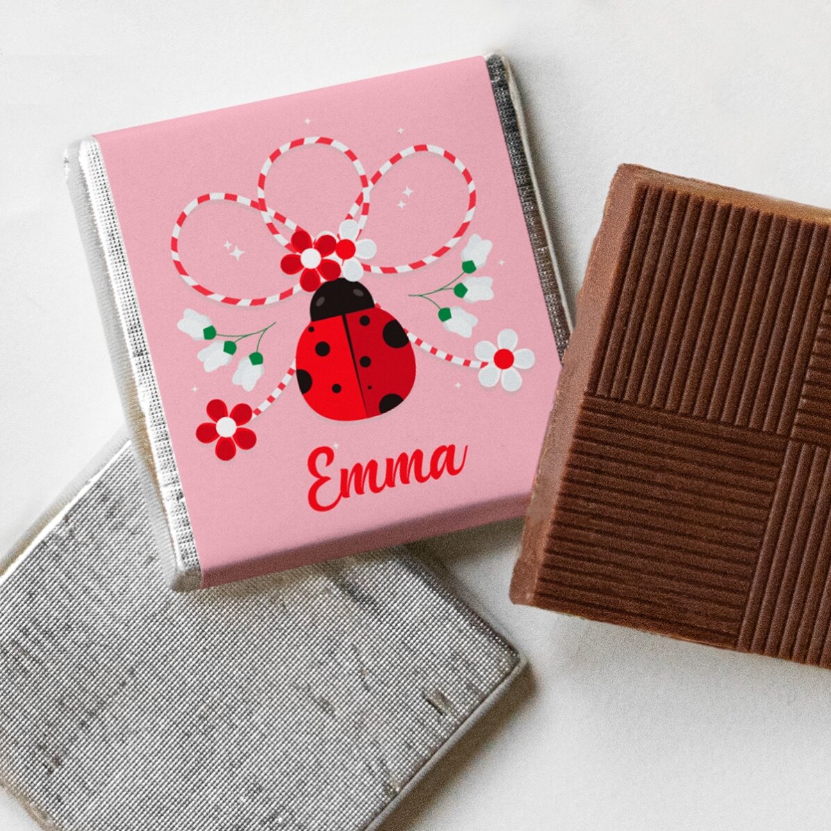Mini cioccolatino personalizzato con il nome “coccinella”