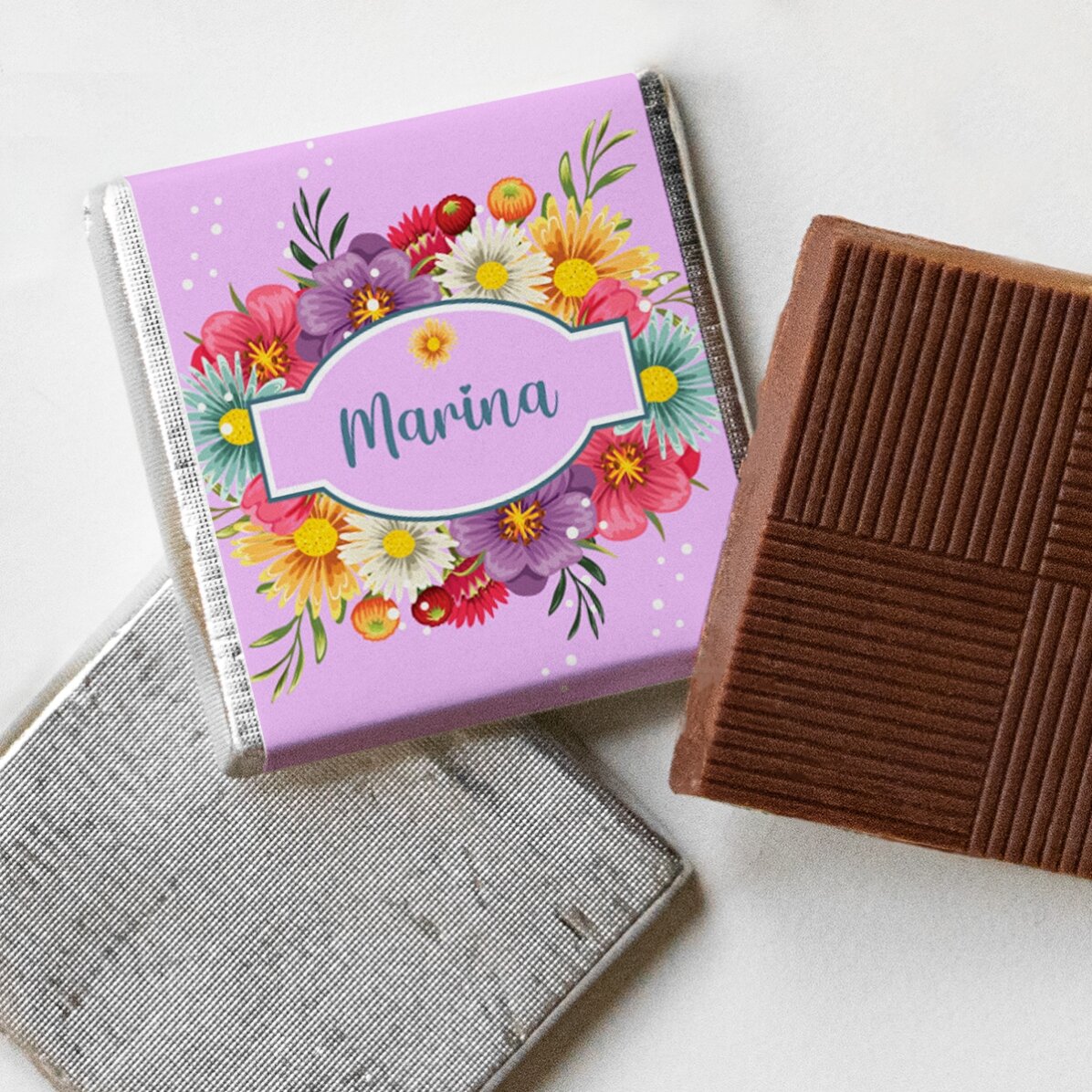 Mini cioccolatino personalizzato con nome - Fiori di primavera