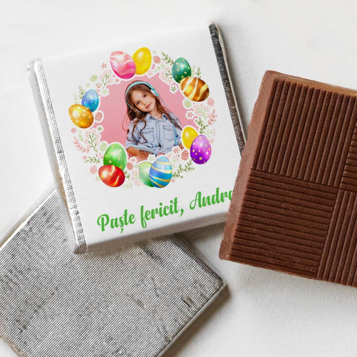 Mini cioccolatino personalizzato con foto e testo - Buona Pasqua