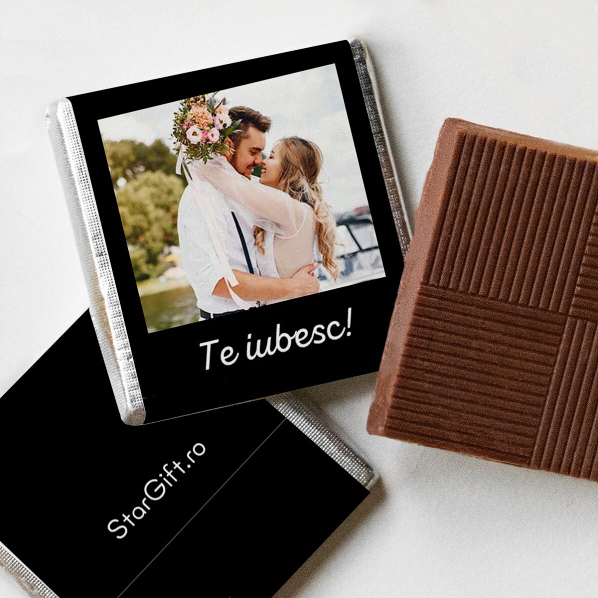 Mini cioccolatino personalizzato con una foto e una frase