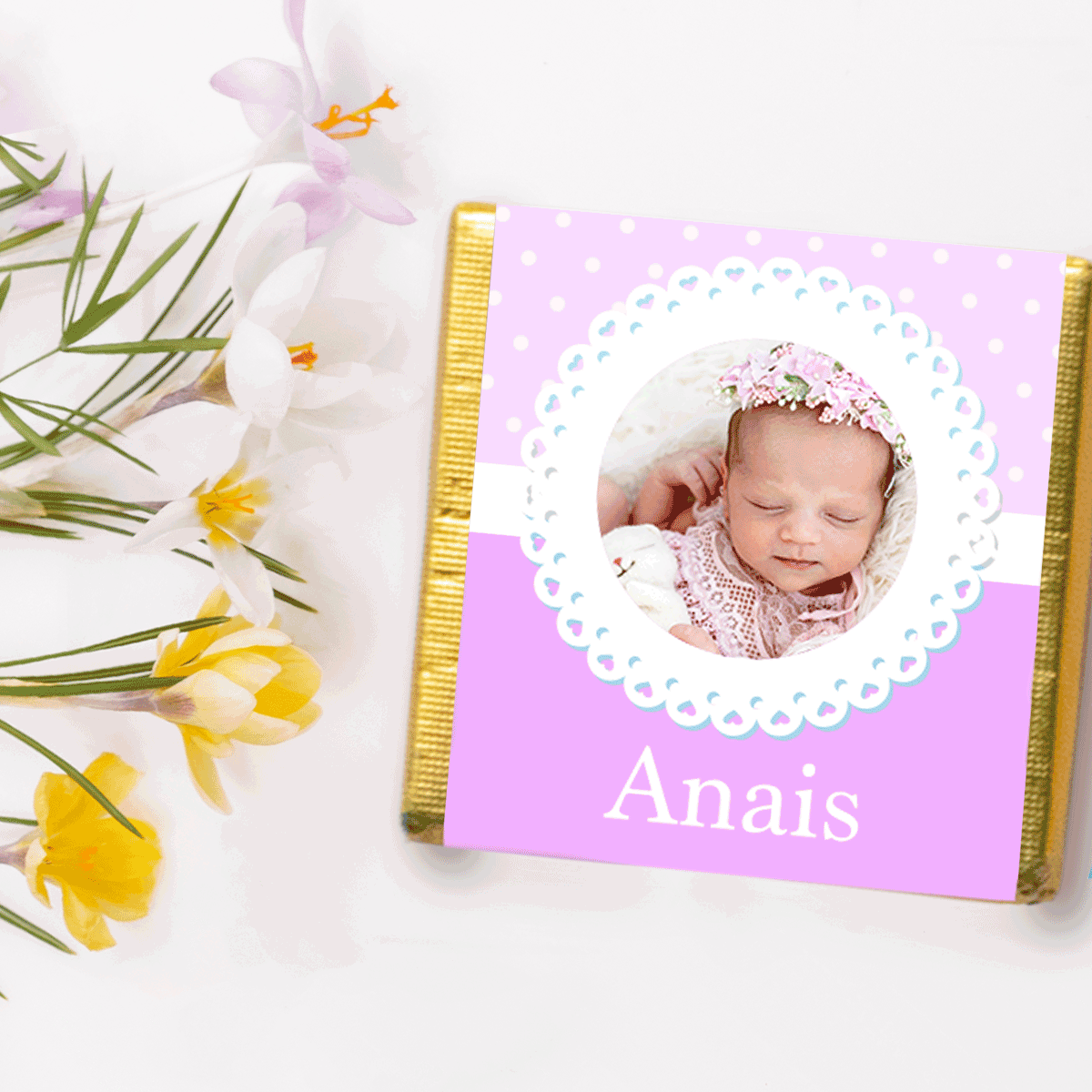 Mini cioccolatino personalizzato con foto e testo - Bomboniera per il battesimo