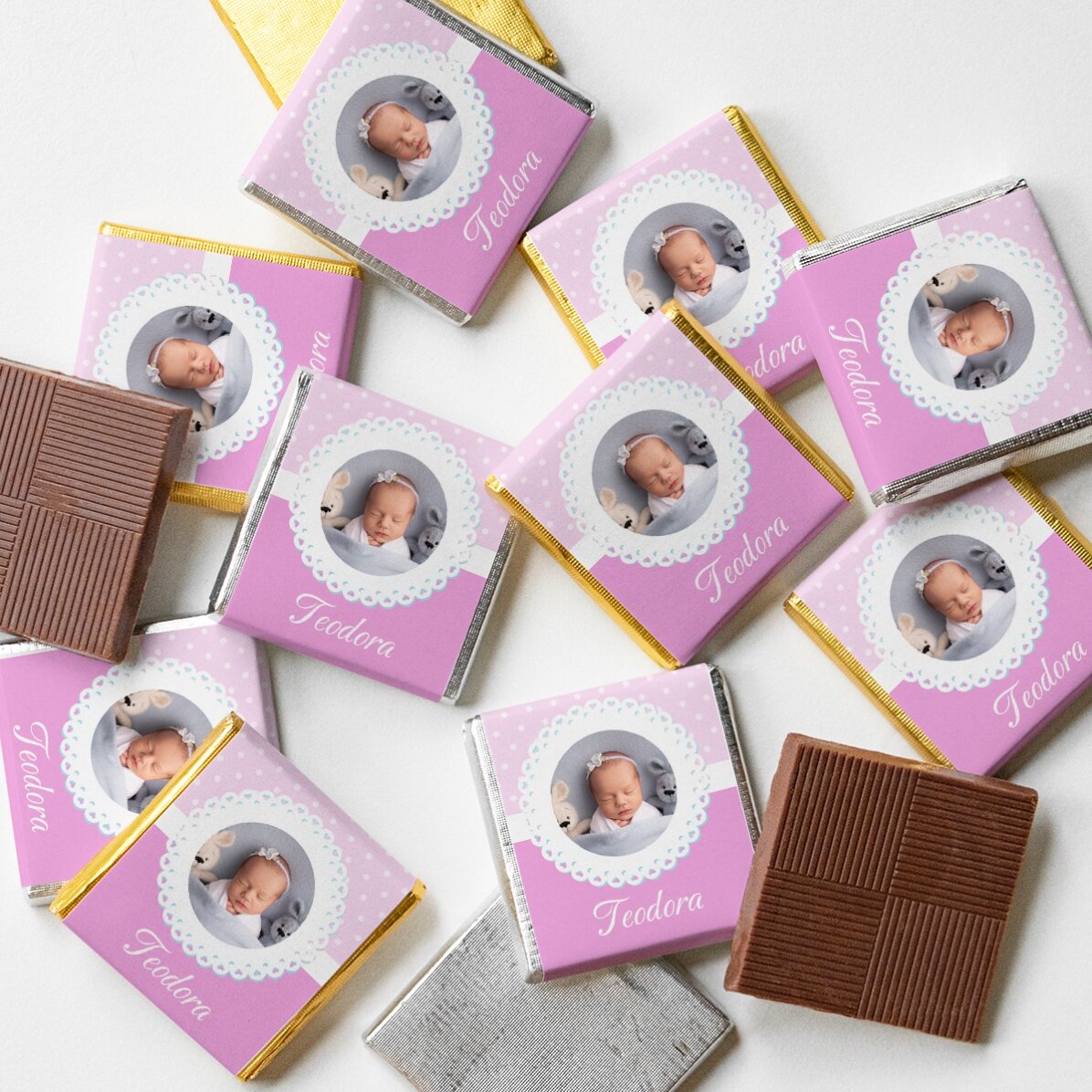 Mini cioccolatino personalizzato con foto e testo - Bomboniera per il battesimo