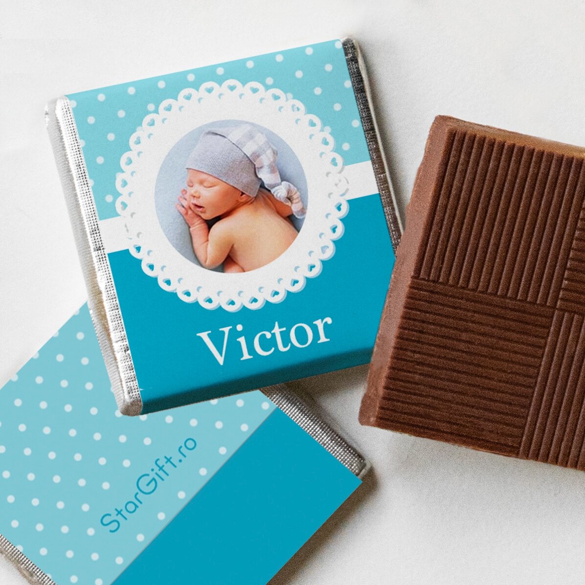 Mini cioccolatino personalizzato con foto e testo - Bomboniera per il battesimo