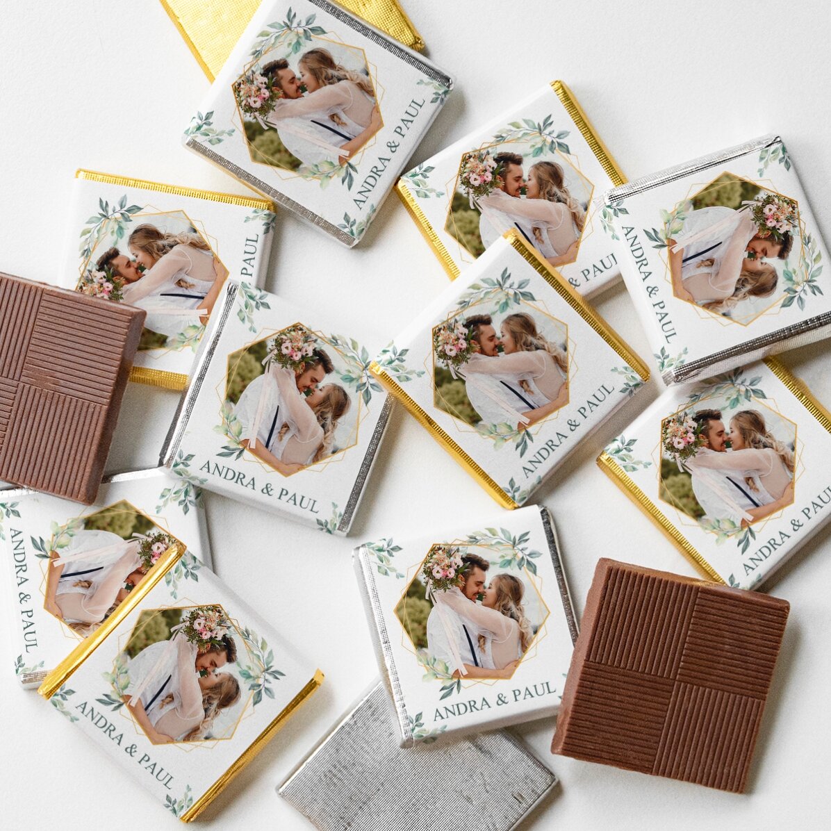 Mini bomboniera di cioccolato personalizzata con foto e testo - Elegance