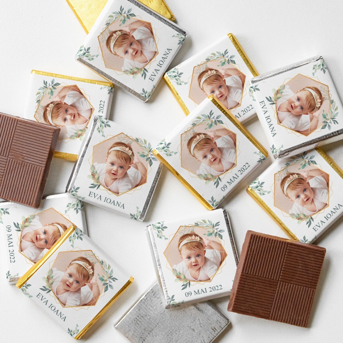 Mini bomboniera di cioccolato personalizzata con foto e testo - Elegance