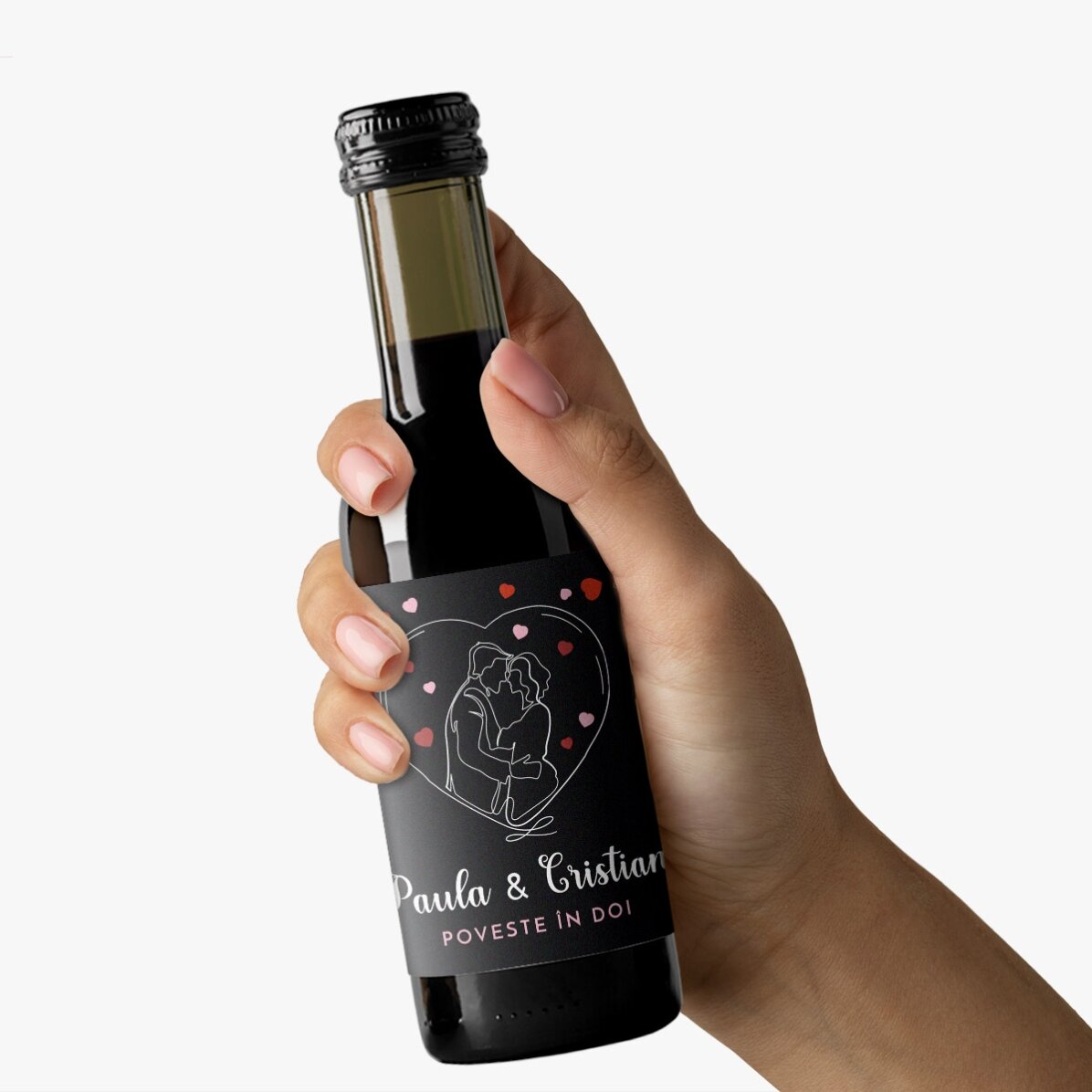 Mini bottiglia di vino personalizzata con i vostri nomi - Una storia a due