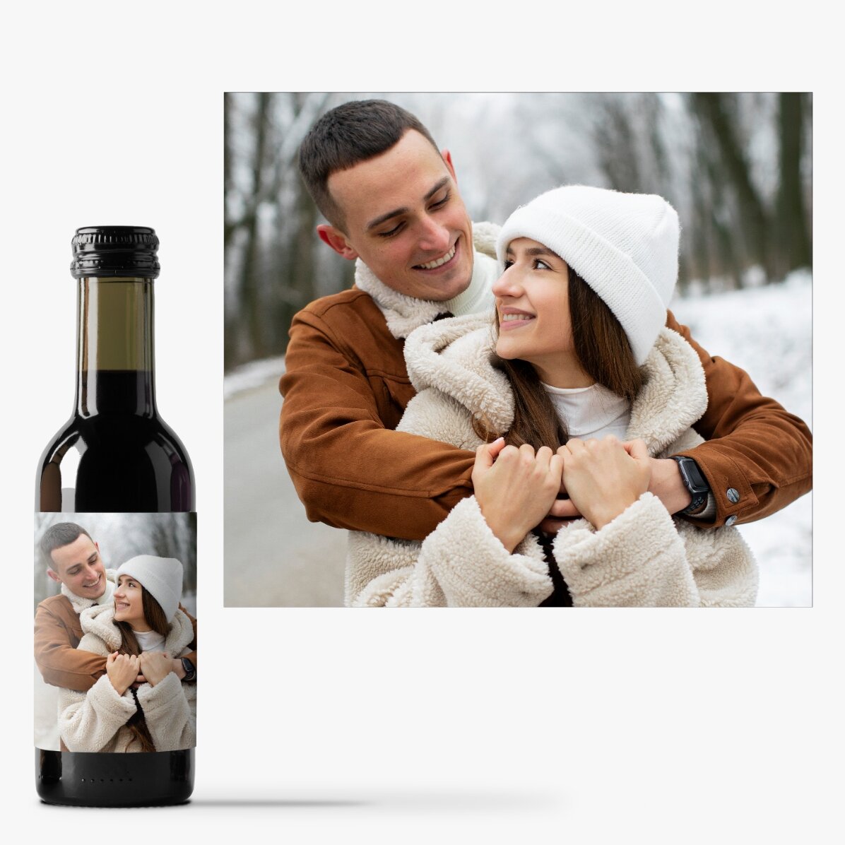 Mini bottiglia di vino personalizzata con una foto