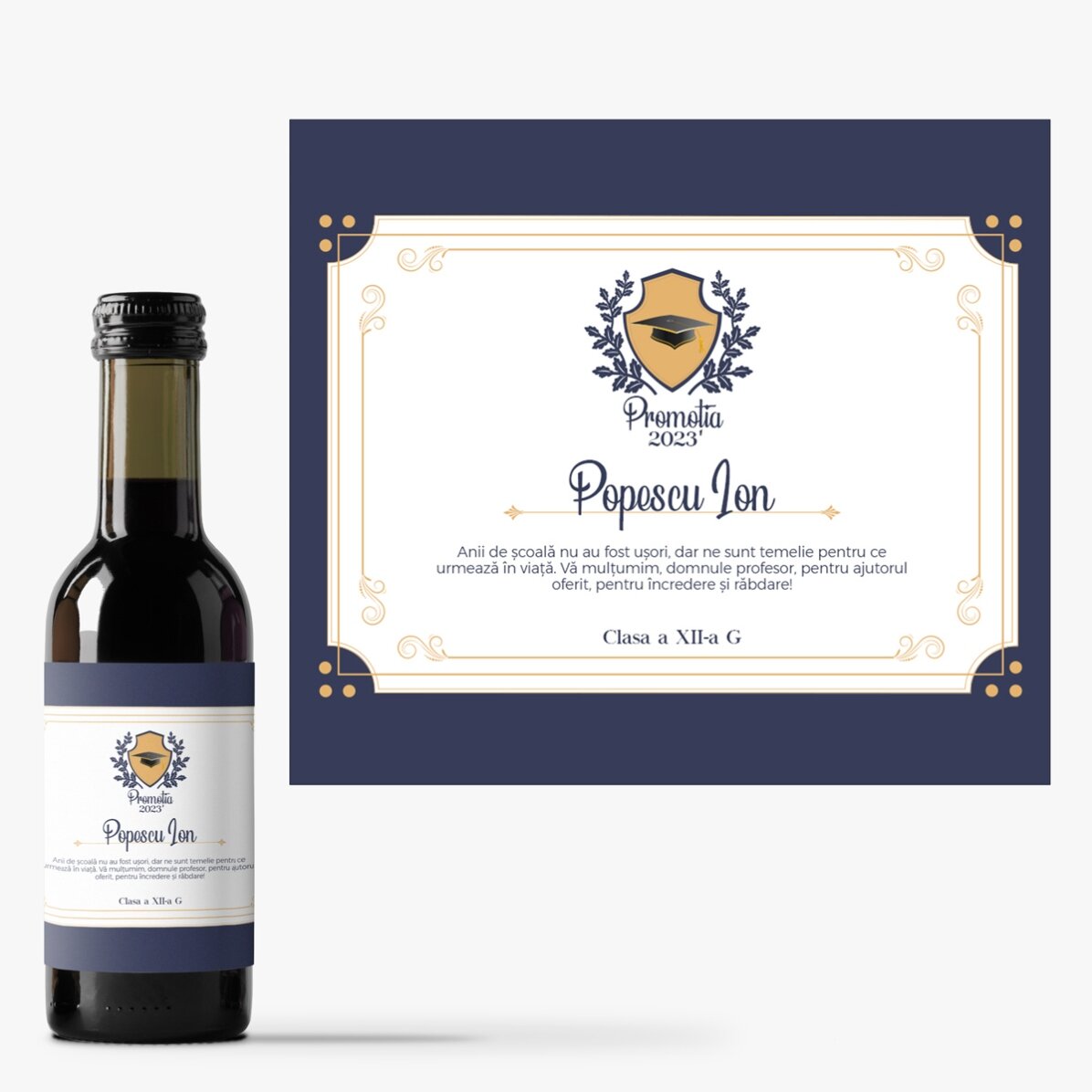 Mini bottiglia di vino personalizzata con dedica - Un pensiero per gli insegnanti