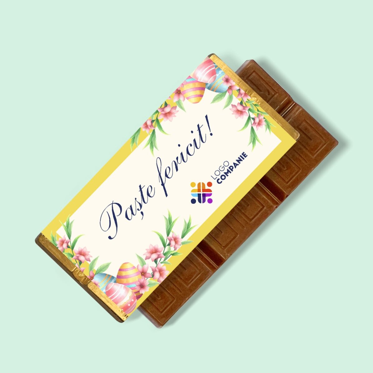 Mini tavoletta di cioccolato personalizzata con logo e messaggio - Buona Pasqua