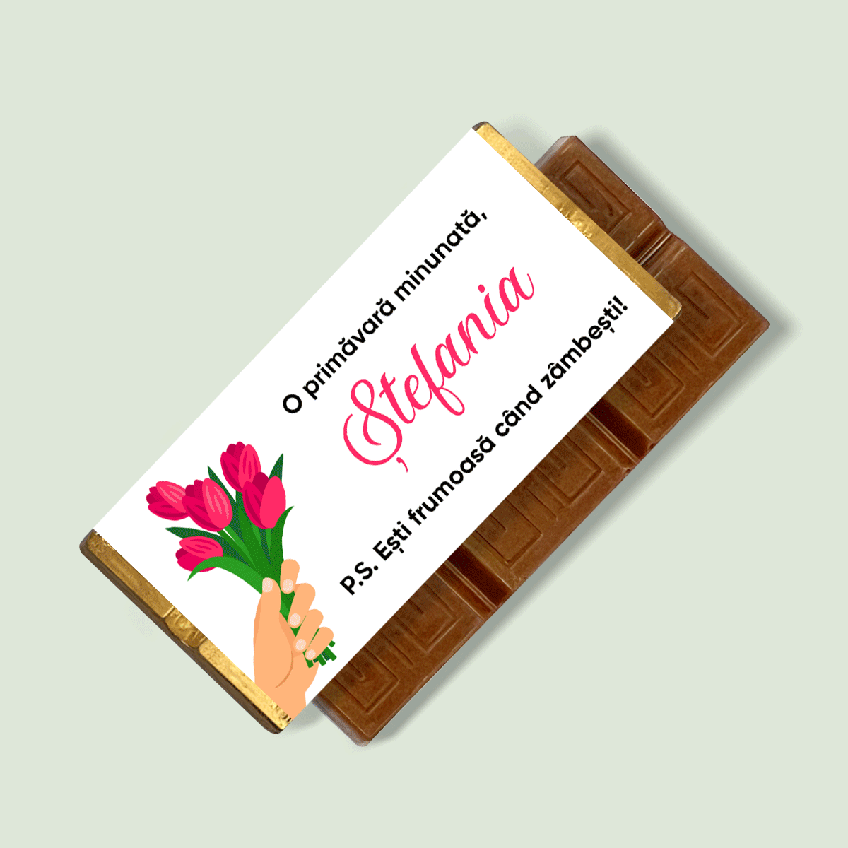 Mini tavoletta di cioccolato personalizzata con messaggio - Fiori di primavera