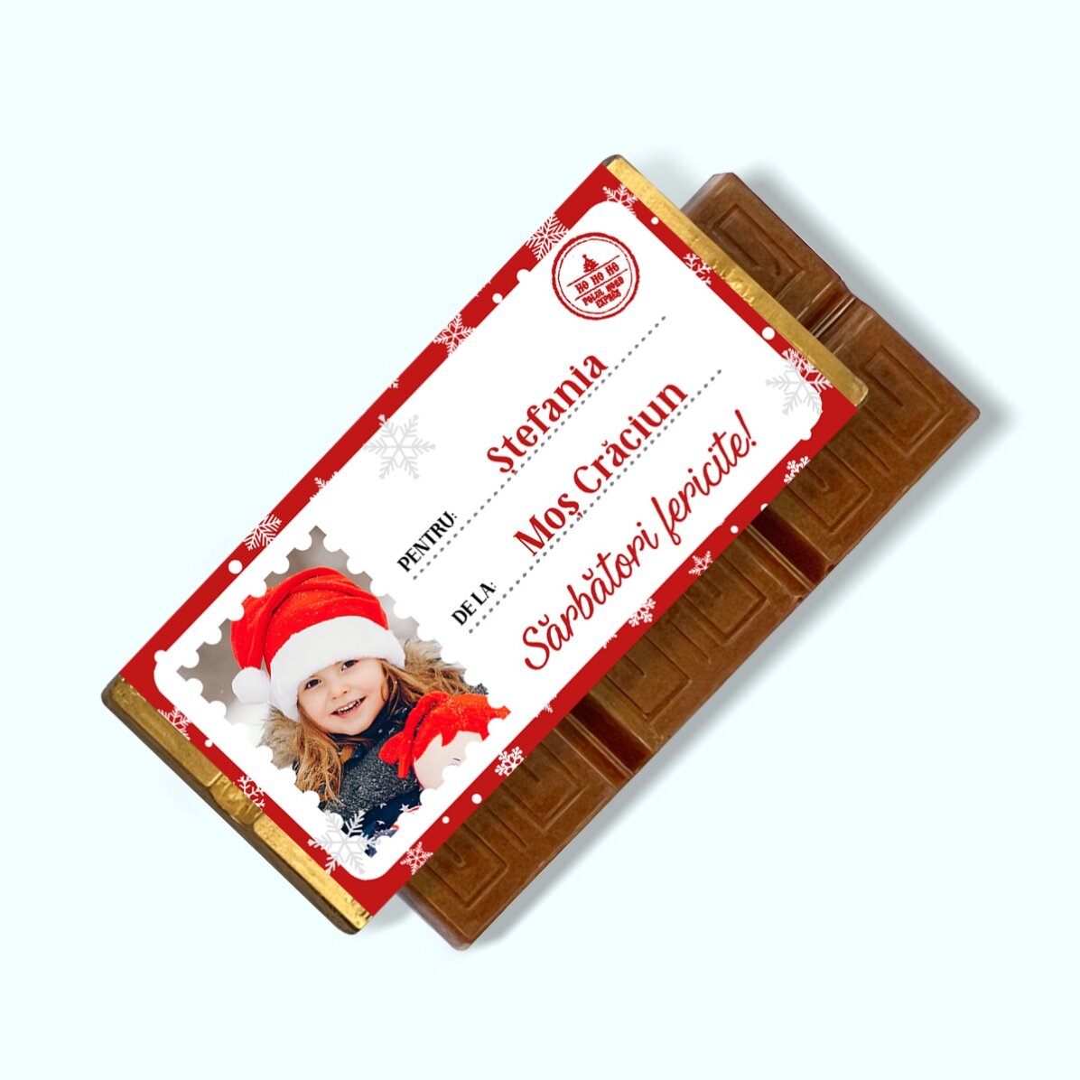 Mini tavoletta di cioccolato personalizzata con una foto e un messaggio - Con affetto, Babbo Natale
