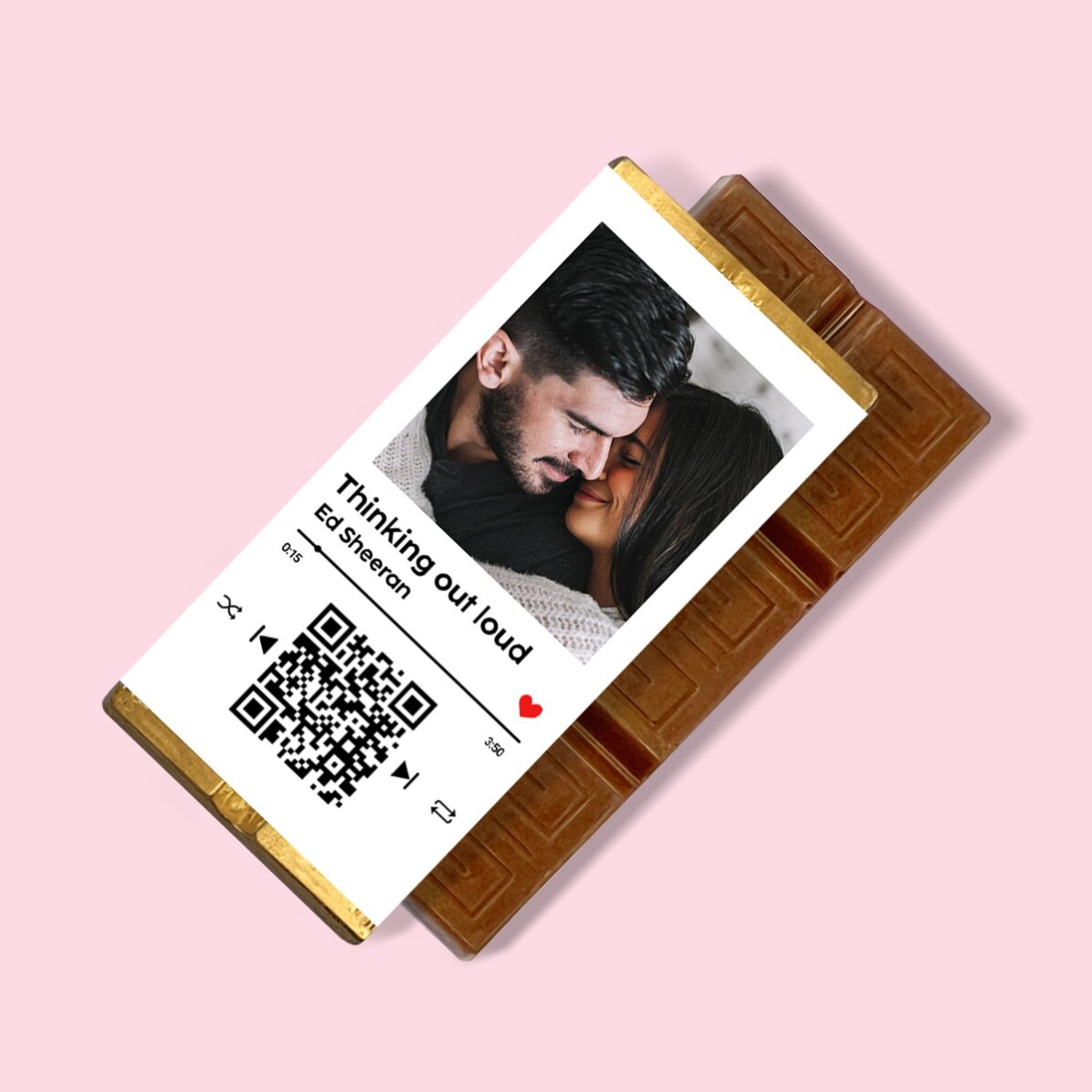 Mini tavoletta di cioccolato personalizzata con foto, messaggio e codice QR - La nostra canzone