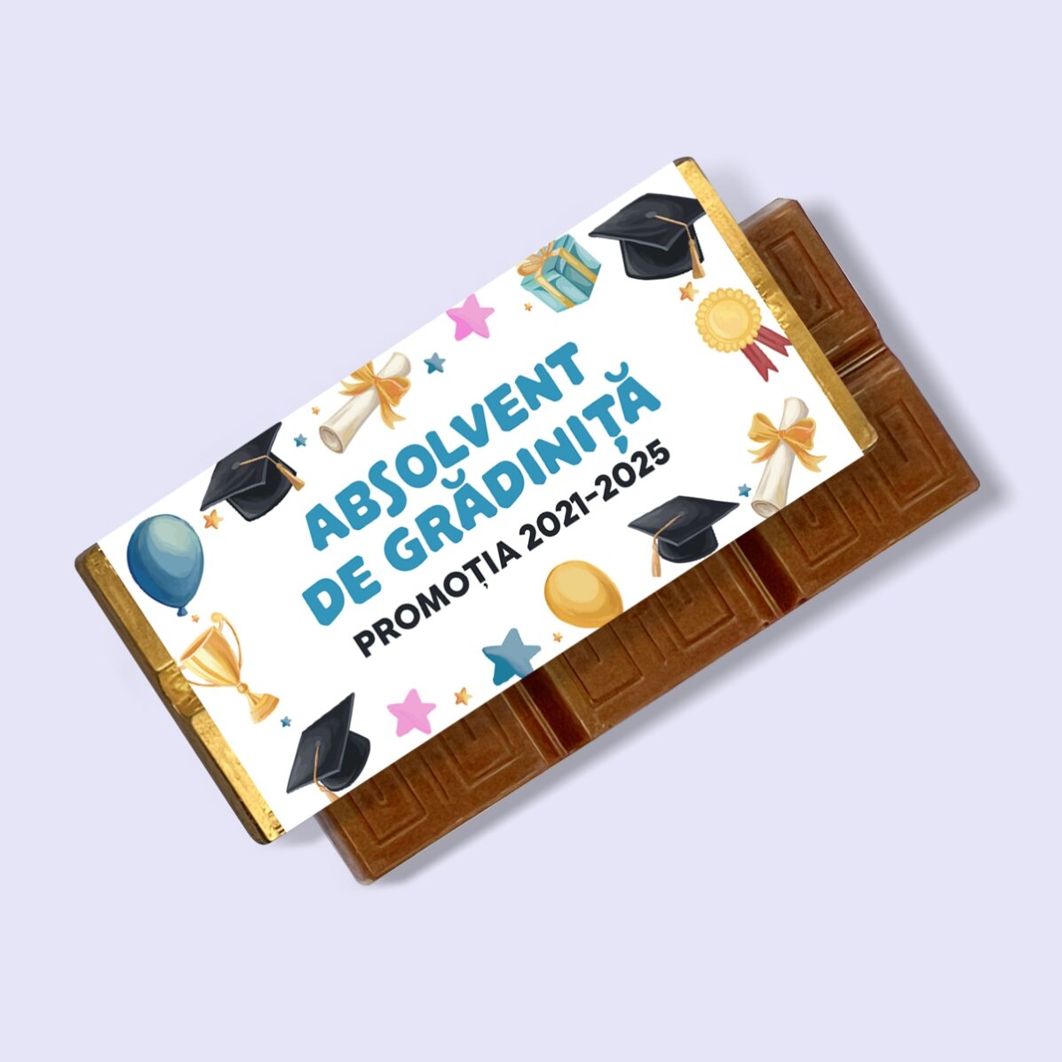 Mini tavoletta di cioccolato personalizzata per bambini con messaggio - Diplomato della scuola dell