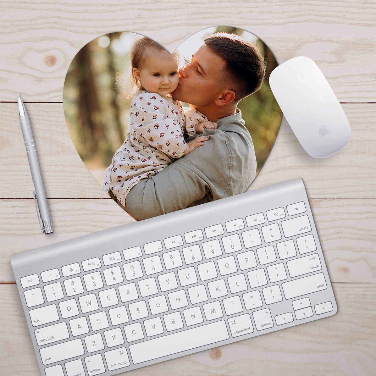 Tappetino per mouse a forma di cuore personalizzato con una foto