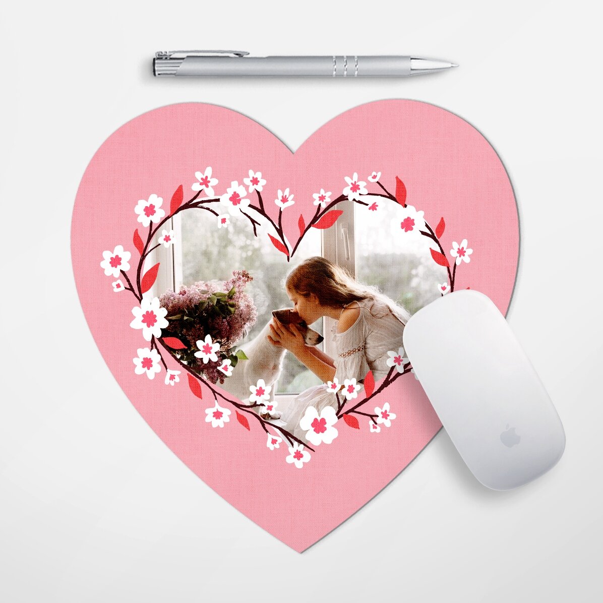 Personalised heart mouse pad with photo