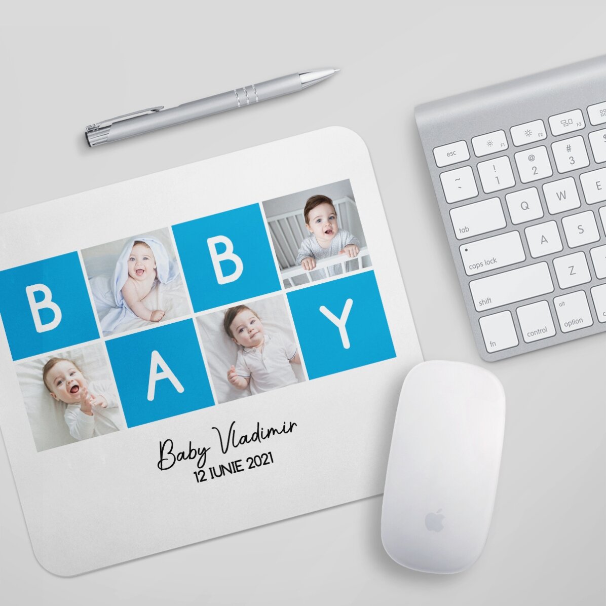 Tappetino per mouse personalizzato con 4 foto e testo - LOVE