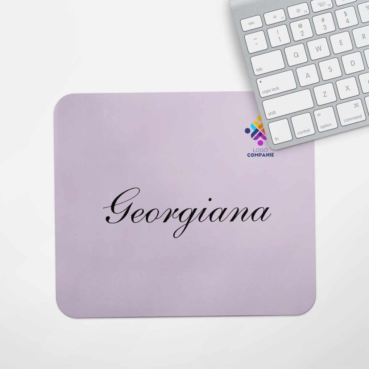 Tappetino per mouse personalizzato con logo e testo al centro
