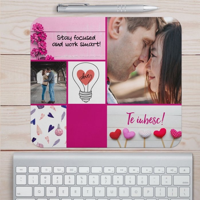 Tappetino per mouse personalizzato con testo e foto - Love