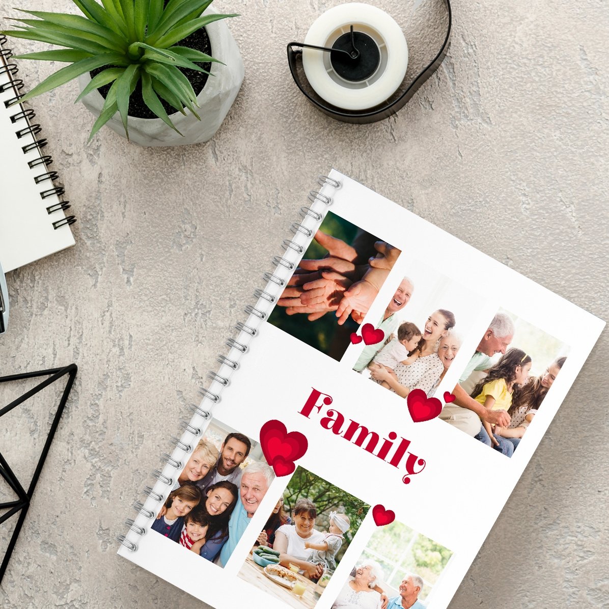Taccuino personalizzato con 6 foto e testo - Family