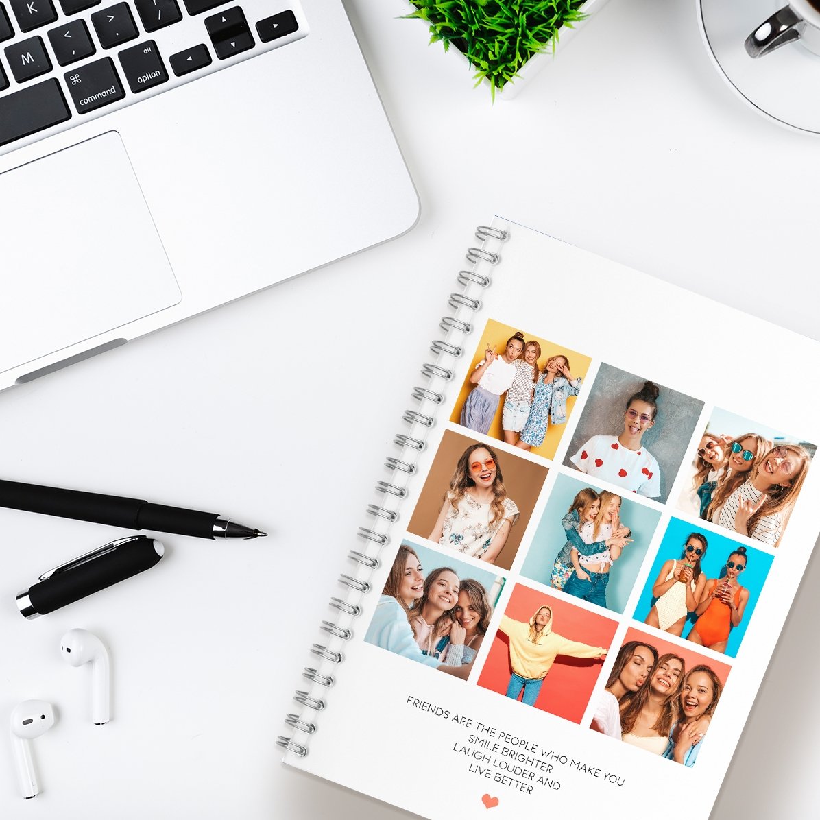 Taccuino personalizzato con 9 foto e testo - F.r.i.e.n.d.s