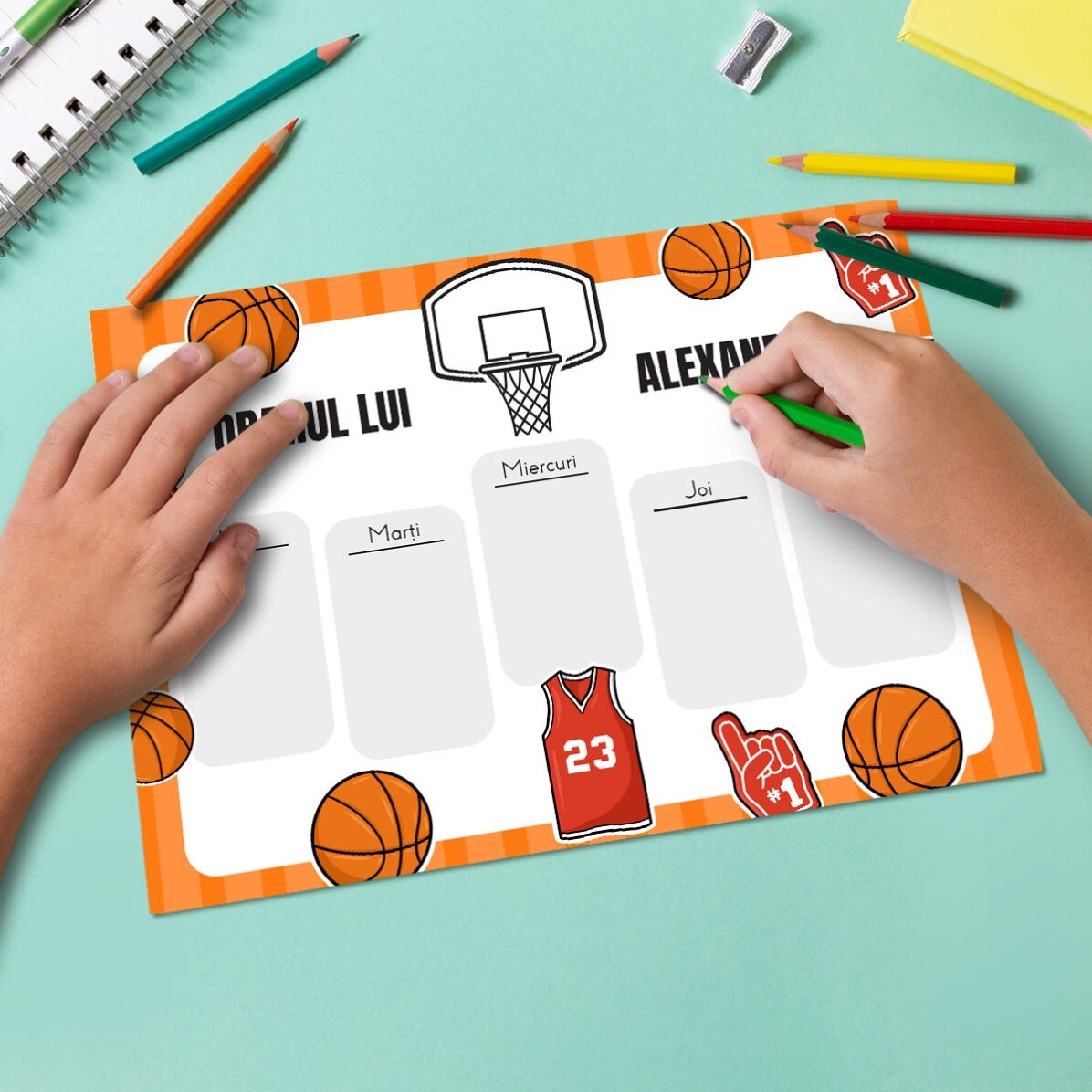 Orario personalizzato con testo - Pallacanestro